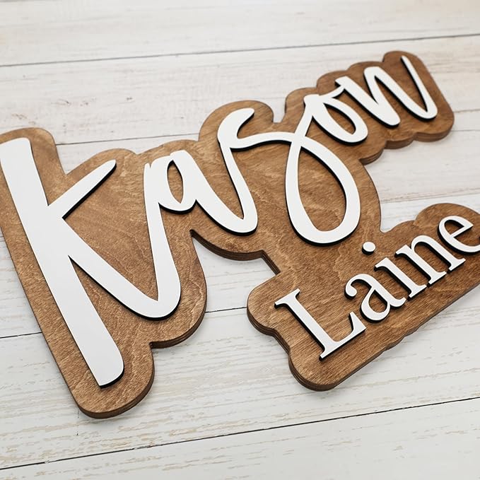 Hickory Hollow Designs Wooden Name Signs for Nursery, Baby Name Sign, Name Signs for Kids Room, Custom Plaque, Nursery Wall Art, (Walker Wesley)