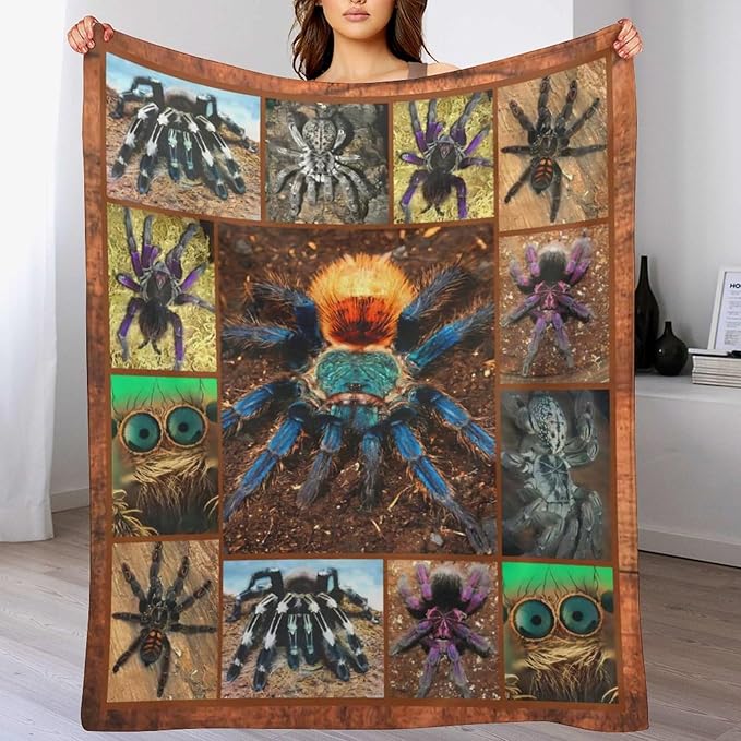 Tarantula Spider Blanket Gifts for Tarantula Lovers Tarantula Throw Blanket for Men Women Kids Adults Soft Warm Cozy Fleece Blanket for Couch Sofa Bed 40"x50"