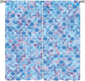 Mermaid Blackout Curtains, Kids Cartoon Blue and Pink Ocean Mermaid Scale Pattern Decoration for Girls Bedroom Nursery Curtains 63x63 Inch