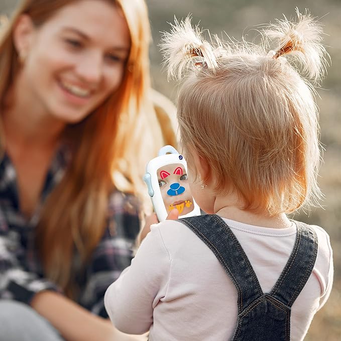 Baby Selfie Toy Phone with Easy-Press Buttons & Light-up Mirror - 9+ Month Old Baby Phone - Musical Toys for Tummy Time
