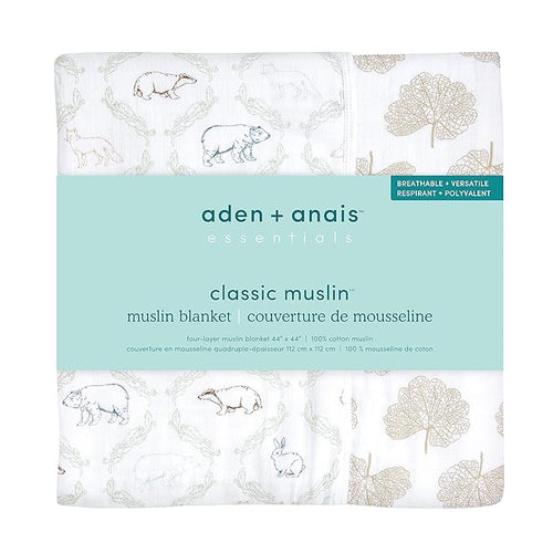 aden + anais Essentials Dream Blanket, Muslin Baby Blankets for Girls & Boys, Ideal Lightweight Newborn Nursery & Crib Blanket, Harmony