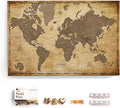 Canvas World Map with Cork Pin Board - English Lettering - Decorative Wall Decoration for All Rooms - Canvas Pictures with World Map Motif (90x60 cm, Pattern 1)
