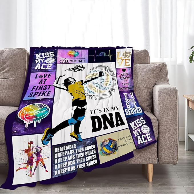 Volleyball Blanket Volleyball Gifts for Girls Boys Woman Kids Lover Sport Throw Blankets Soft Blanket Warm Fleece Flannel Plush Blankets for Bed Sofa Couch 60"x80"