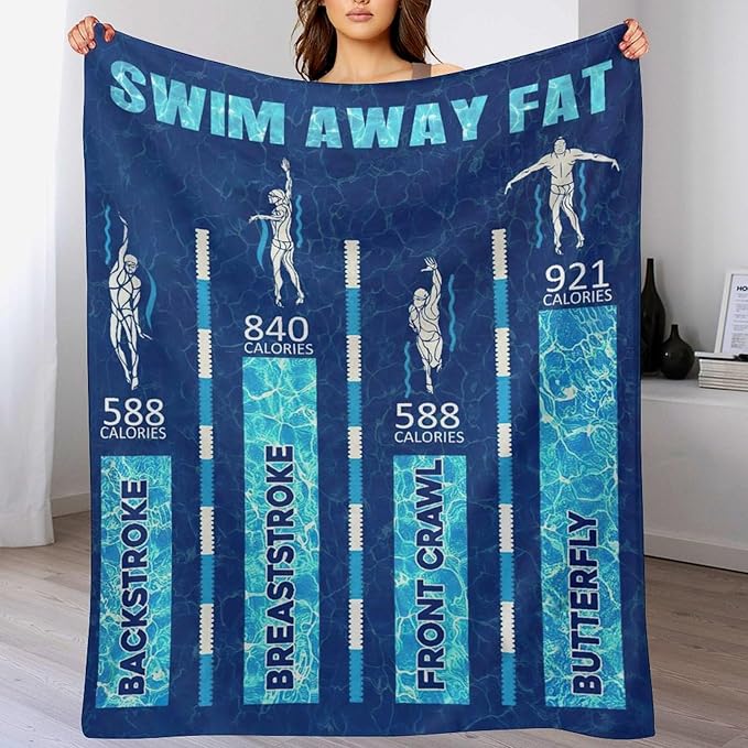 Swimming Blanket Swim Gifts for Girls/Swimmer Sport Throw Blankets Soft Blanket Warm Fleece Flannel Plush Blankets for Bed Sofa Couch 60"x80"