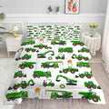 Comforter Set Green Tractor: Full Size Cartoon Excavator Truck Car Bedding Sets for Boys Kids Teens Toddler Construction Vehicles Quilt Bed Set with 1 Comforter & 2 Pillowcases