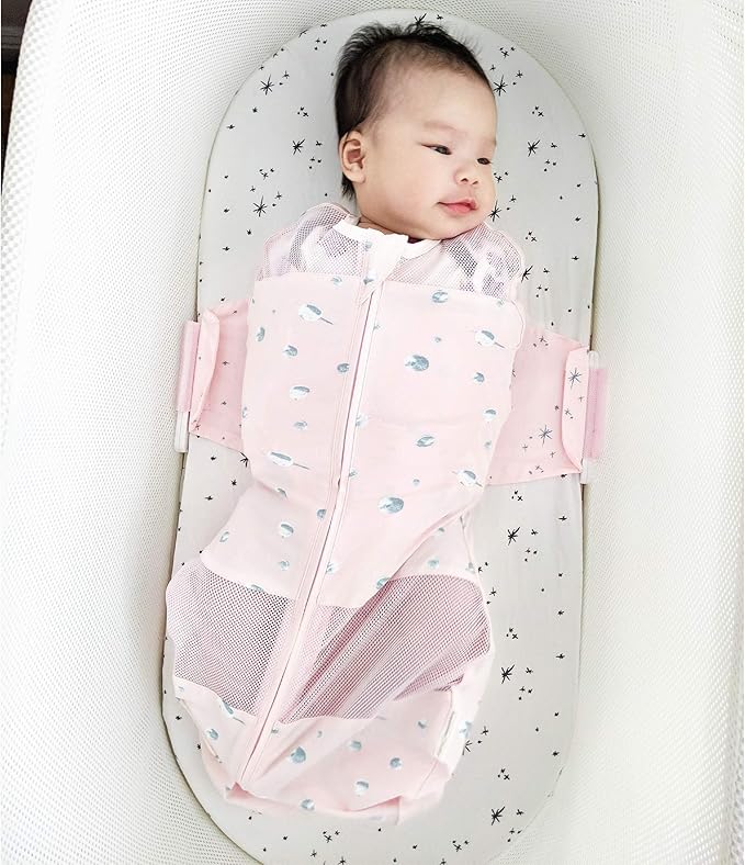 Happiest Baby SNOO Sleep Sack - 100% Organic Cotton Baby Swaddle Blanket - Doctor Designed Promotes Healthy Hip Development - 3-Pack Bundle (Midnight Planets, S, M, L)