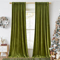 StangH Olive Green Velvet Curtains 94 inches Long Back Tab Soft Thermal Insulated Room Darkening Window Drapes for Bedroom Living Room Christmas Decor, W52 x L94, 2 Panels