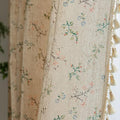 ENJOYBRIDAL Floral Farmhouse Curtains Semi-Blackout Living Room Drapes 96 Inch Length Cotton Linen Blend Bohemian Window Curtain Panels with Tassel Beige Rod Pocket Bedroom Drapes, 1 Panel