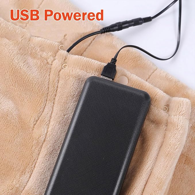 Portable Heated Blanket Throw - USB Charging Flannel Electric Blankets, Fast Heating Warming Winter Throw Blanket for Women, Machine Washable (Light Pink, 55X31 Inches)
