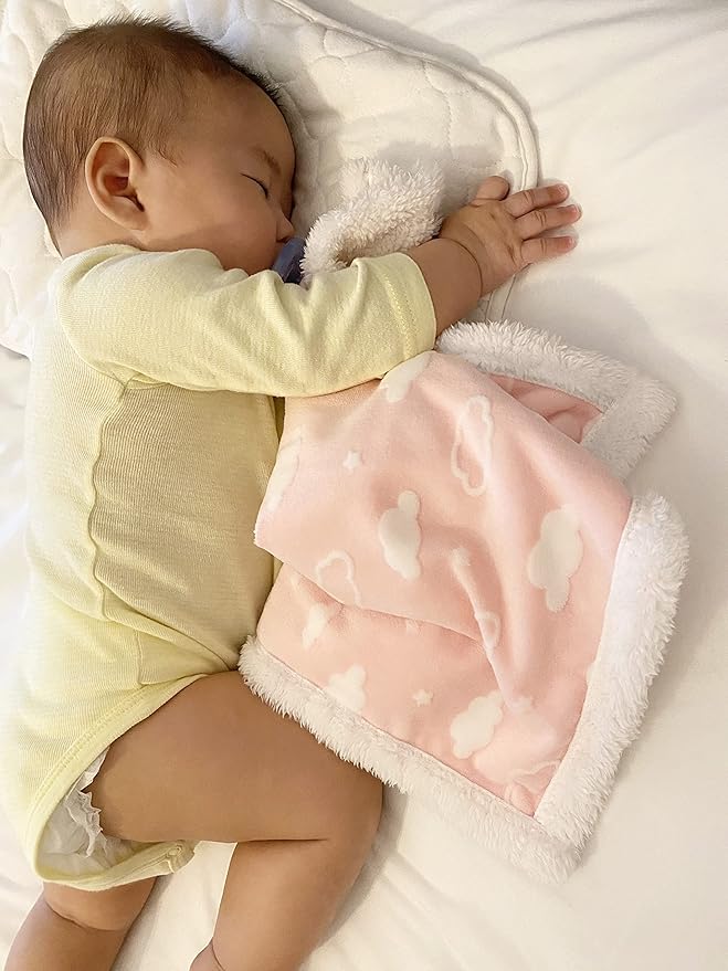 American Baby Company Heavenly Soft Chenille Sherpa Security Blanket, Gray, 14" X 14", Warm and Cozy for Boys and Girls