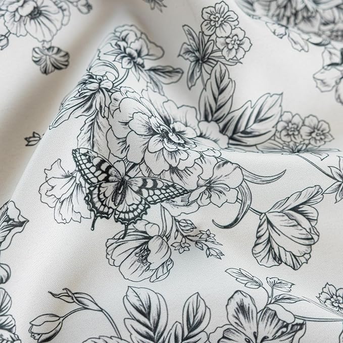 ENJOYBRIDAL Floral 96 Inch Curtains 2 Panel Set Boho Vintage Drapes for Bedroom Semi Sheer Living Room Long Window Curtain Panels Farmhouse Flower Print Rod Pocket Cute Window Treatments
