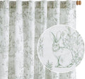 jinchan Linen Nursery Curtains 63 inch Long Woodland Wildlife Sage Green Print Drapes for Kid's Room Light Filtering French Country Farmhouse Curtains with Bunny and Forest Design Set of 2 Panels