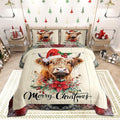 Highland Cattle Full Size Comforter Set,Merry Christmas Flowers Pine Trees Bedding Comforters Bedroom Collection,Rustic Farmhouse Wooden Grid Plaid Bedding Set for Girls Teens