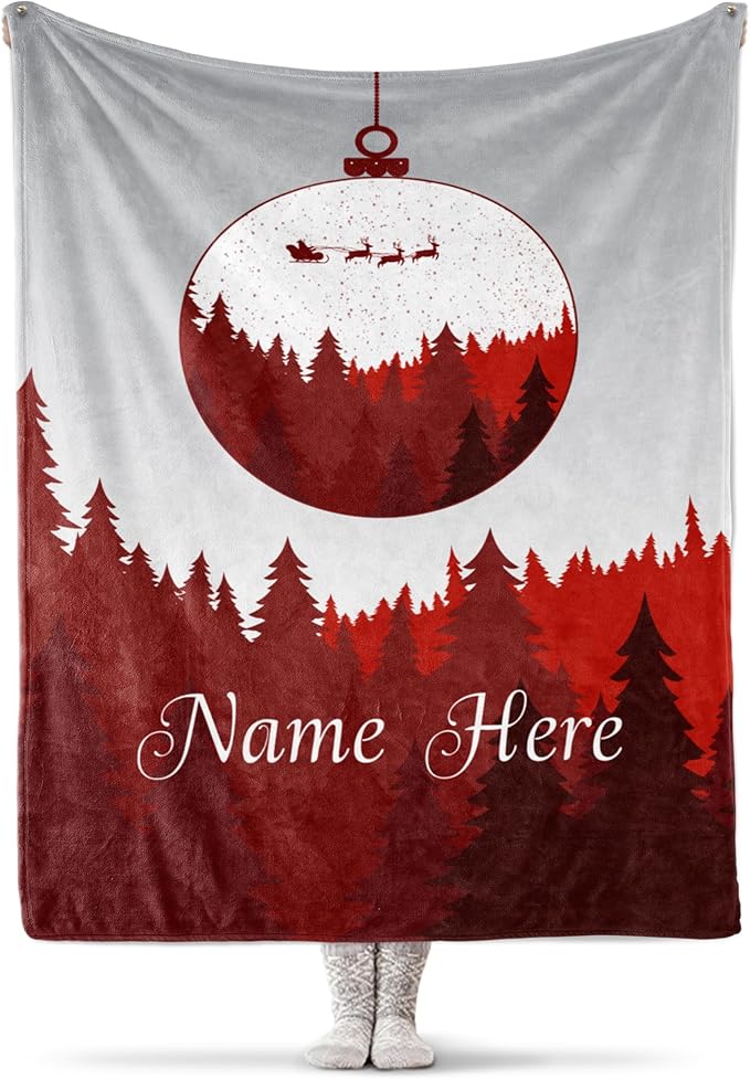 Plush Christmas Blanket | Cozy Fall Throw Blanket | Custom Winter Blankets | Ornament Christmas Throws | Santa Sofa Bed Throw | Customized Soft Christmas (Fleece 60x80)