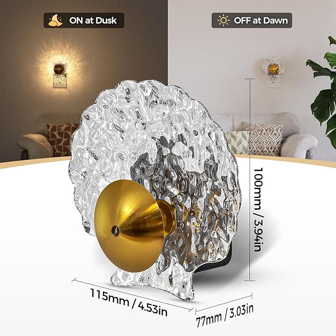 DORESshop LED Night Light, Night Lights Plug into Wall, Dusk-to-Dawn Sensor, 3000K Soft White, 0-100LM Adjustable Brightness, Dimmable Nightlights for Adults, Bathroom, Hallway, Stairway