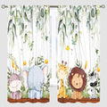YCness Forest Animal Curtains, Watercolor Wild Animal Bear Fox Deer Kids Window Treatments for Living Room Bedroom, Green Woodland Tree Kids Drapes 2 Panel Sets,42x54 Inch