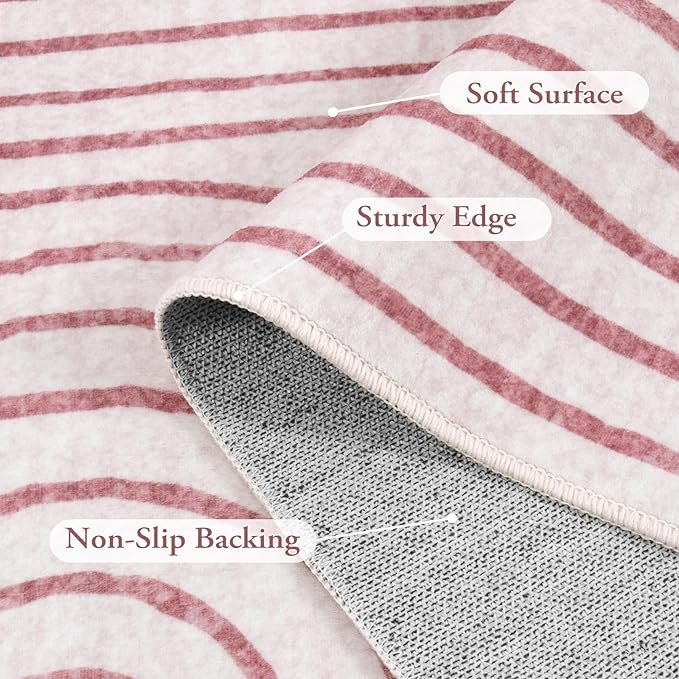 Lahome Abstract Washable Rugs 5x7, Soft Pink Rugs for Living Room Bedroom Girls, Ultra-Thin Non-Shedding Modern Throw Large Carpet for Dining Room Office(5'x7',Pink)