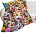 Cat Blanket Funny Cat Gifts for Girls Boys Woman Kids aLover Throw Blankets Soft Blanket Warm Fleece Flannel Plush Blankets for Bed Sofa Couch 50"x60"