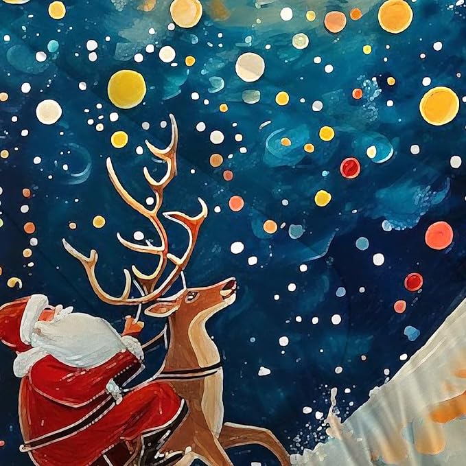 Christmas Comforter Set Full: Galaxy Bedding Sets Blue Festival Santa Claus Deer Quilt Set for Girls Kids Teens Bedroom 1 Comforter & 2 Pillowcases