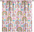 Kids Rainbow Curtains Boho Cartoon Colorful Stars Pink Lovely Rainbow Abstract Art Pattern Print Window Drapes for Bedroom Living Room Kitchen Decor,2 Panel Set,72x63 Inch Blackout