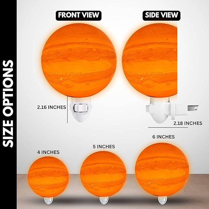 Moon Night Lights | Night Lamp LED Light | 3D Solar System NightLight, Planet Home Décor, Space Nursery, Kids Room, Space Gift, Birthday Gifts, Bedroom Decorations (Jupiter, 4 Inch)