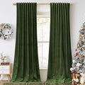 StangH Moss Green Velvet Curtains 108 inches - Luxury Christmas Decor Room Darkening Thermal Insulated Window Drapes for Dining Room/Patio Door, W52 x L108, 2 Panels