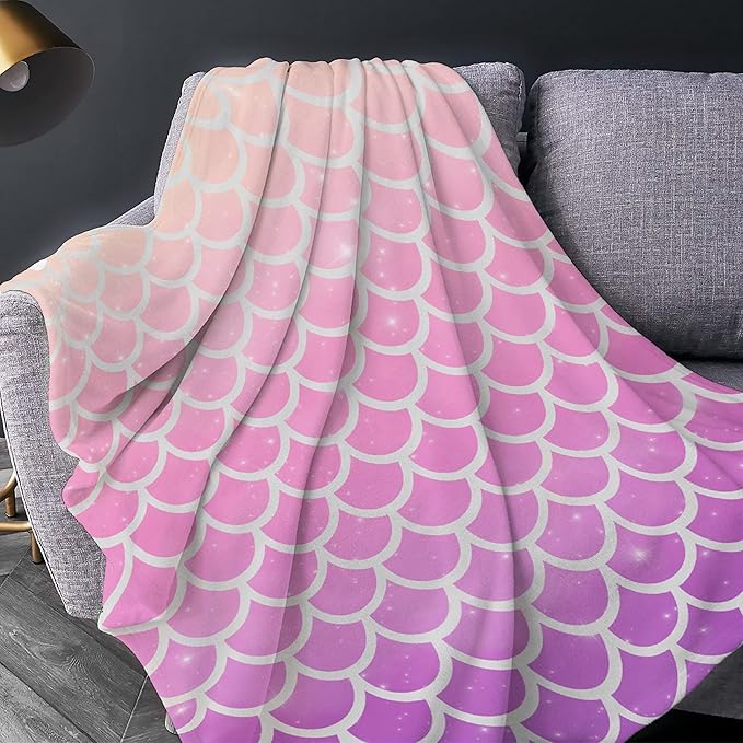 Thuswarm Vivid Shiny Scale Flannel Blanket for Autumn Winter Gifts Warm Cozy Soft Funny Print Throw for Bed Couch Sofa 60”×50” Medium for Teen