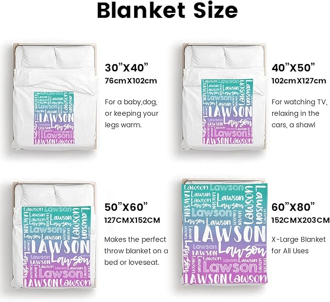 Dr.TOUGH Personalized Blankets with Name Customized Baby Blankets for Girls Boys Adults Monogrammed Blankets and Throws Christmas Birthday Mothers Valentines Day Gift (Z-Colorful 08, 40''×50'')