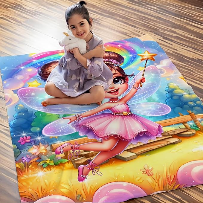 Girls Blanket Fairy Throw Gift for Toddler Kids Daughter Birthday, 30x40 Inches Lightweight Soft Throw Blankets for Sofa Couch Bedroom Travel