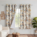 MYSKY HOME 100% Blackout Linen Floral Curtains 63 Inch Long 2 Panels for Bedroom Farmhouse Flower Patterned Double Layer Thermal Insulated Black Out Grommet Window Treatments, Yellow, 52" W Each Panel