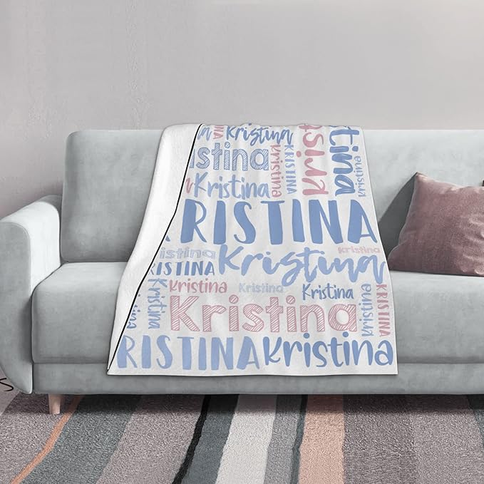 Dr.TOUGH Personalized Blankets with Name Customized Baby Blankets for Girls Boys Adults Monogrammed Blankets and Throws Christmas Birthday Mothers Fathers Valentines Day Gift (Light Blue,50''×60'')