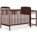 Dream On Me Anna 3-in-1 Full-Size Crib and Changing Table Combo in Espresso, Greenguard Gold Certified, Non-Toxic Finishes, Includes 1" Changing Pad, Wooden Nursery Furniture
