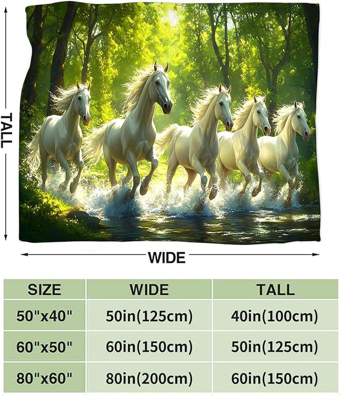 Tijuboni Horses Throw Blanket Horse Gifts for Girls Boys Women Men Kids Adults Soft Flannel Fleece Blanket for Couch Sofa Bed Home Decor 40"x50"