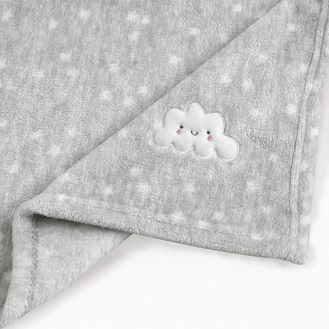 CREVENT 2Pcs 30''X40'' Cute Cozy Fluffy Warm Baby Blankets for Infants Toddlers' Bedding Crib Cot Stroller - Grey Cloud + Grey Lion