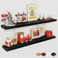 Fun Memories Floating Shelves for Wall, 40 Inch Floating Shelves for Home Decor, Wall Mounted Rustic Wood Shelves, Bathroom, Hanging Deep Shelf for Bedroom, Living Room, Kitchen (Black, Set of 2)