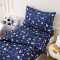 LONAVA Toddler Kids Comforter Set - 4 Pieces Toddler Bedding Sets for Boys Girls Children, Ultra Soft Microfiber Bed in A Bag with Flat Fitted Sheets, Space