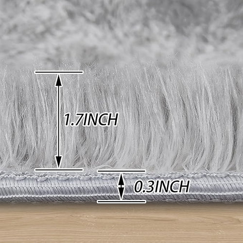 5 ft Round Fluffy Grey Rug for Bedroom,Tie Dyed Furry Round Carpet Non Slip Gray Fuzzy Shaggy Plush Circle Area Rug for Living Room Teen Room Nursery Room Playroom Kids Room Home Decor Washable