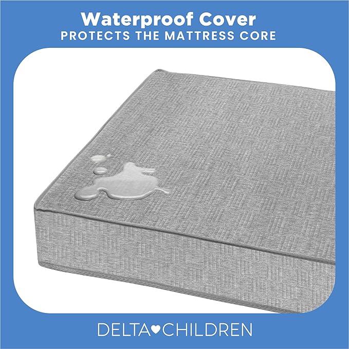 Delta Children Sweet Beginnings Dual Sided Baby Crib Mattress and Toddler Mattress, GREENGUARD Gold and CertiPUR-US Certified, Firm Plant-Based Foam, Waterproof, 5 Year Warranty, Made in USA