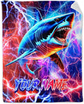 Personalized Boys Blanket Gifts Shark Blankets for Kids, Shark Lovers - Cozy Furry Plush Flannel Throws for Couch, Sofa & Travel