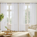 RYB HOME Sheer Curtains 4 Panels Set 72 Inches Long, Solid Voile Light Filtering Airy Curtains Window Treatment Drapes for Living Room, Elegant Bedroom Window Panels, White, Width 54, Grommet