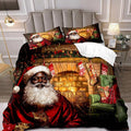 LUVIVIHOME 3-Piece Christmas Comforter Set - Full Size, Funny Black Santa Claus Bedding, Merry Christmas Bedroom Decor for Kids, Teens & African American Families, 1 Pillow Case