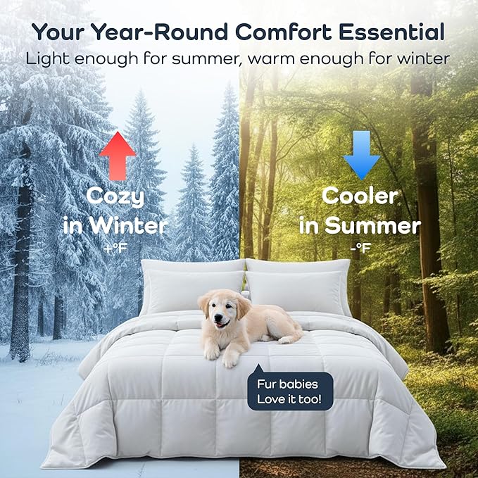 Olive + Crate 100% Viscose Derived from Bamboo Comforter - King Size - Hypoallergenic, Cooling & Moisture-Wicking Bedding - All Season Lightweight Plush Design - Organic King Comforter - 102"x90"
