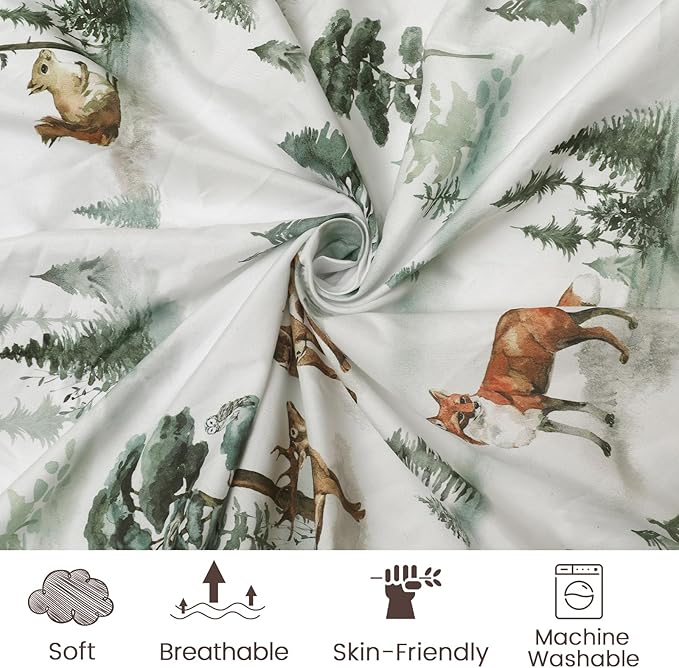 PHF 3 Pack Soft Mini Crib Sheets, Woodland Silky Pack N Play Sheets for Baby Boys Girls Neutral, Universal Fit for Pack N Play, Playard, Portable and Mini Crib Mattresses, Woodland