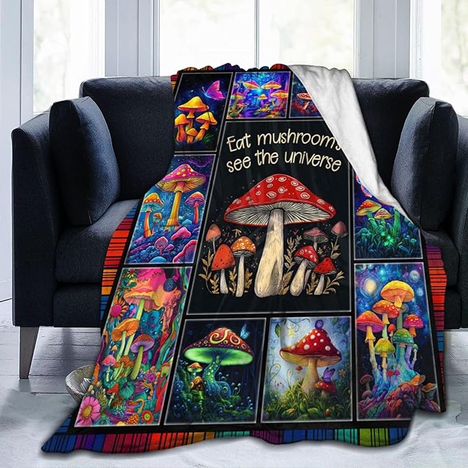 Mushroom Blanket Mushroom Decor Throw Blanket Super Soft Flannel Lightweight Fluffy Plush Fuzzy Fleece Forest Blanket Gifts for Girl Baby Woman Boys Kids Adults Man for Bed Sofa 50"X60"