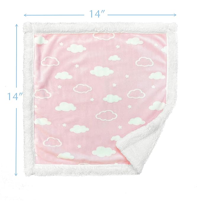 American Baby Company Heavenly Soft Chenille Sherpa Security Blanket, Pink, 14" X 14", Warm and Cozy for Boys and Girls