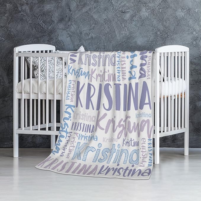 Dr.TOUGH Personalized Blankets with Name Customized Baby Blankets for Girls Boys Adults Monogrammed Blankets and Throws Christmas Birthday Mothers Fathers Valentines Day Gift (Light Purple,30''×40'')