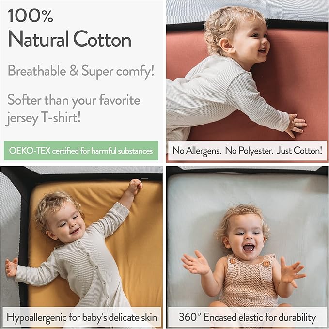 Bassinet Fitted Sheets Compatible with 4moms Breeze Plus Bassinet Model 1045 – Snuggly Soft 100% Jersey Cotton – Light + Dark Sage Green – 2 Pack – Not for Old Models