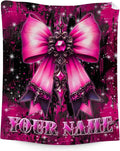 Personalized Girls Blanket Gifts Bow Blankets for Adults, Women - 60" x 80" Plush Flannel Preppy Throws for Couch, Bedroom