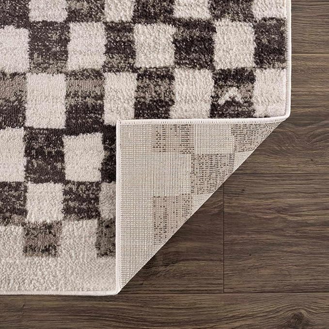 Hauteloom Benjy Hallway, Kitchen Runner Rug - Contemporary - Cream, Charcoal - 2'7" x 10'