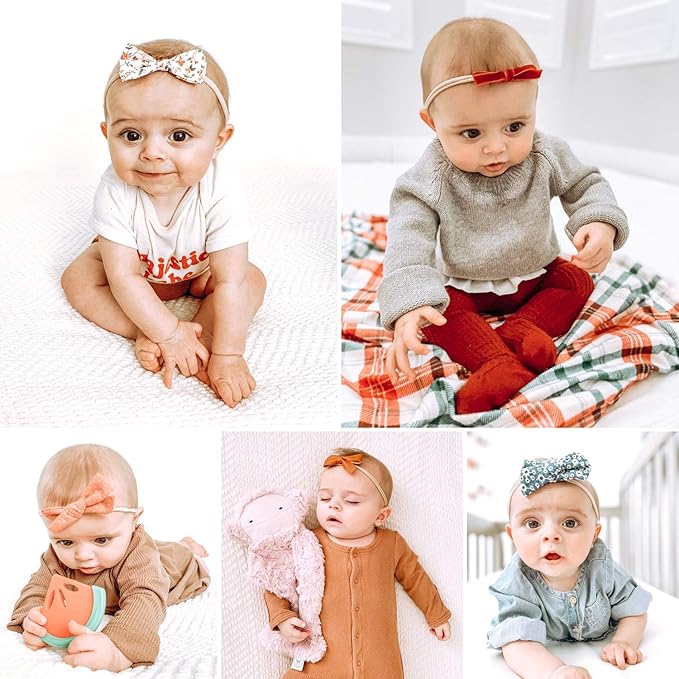 Baby Girl Headbands and Bows, Newborn Infant Toddler Nylon Hairbands Hair Accessories